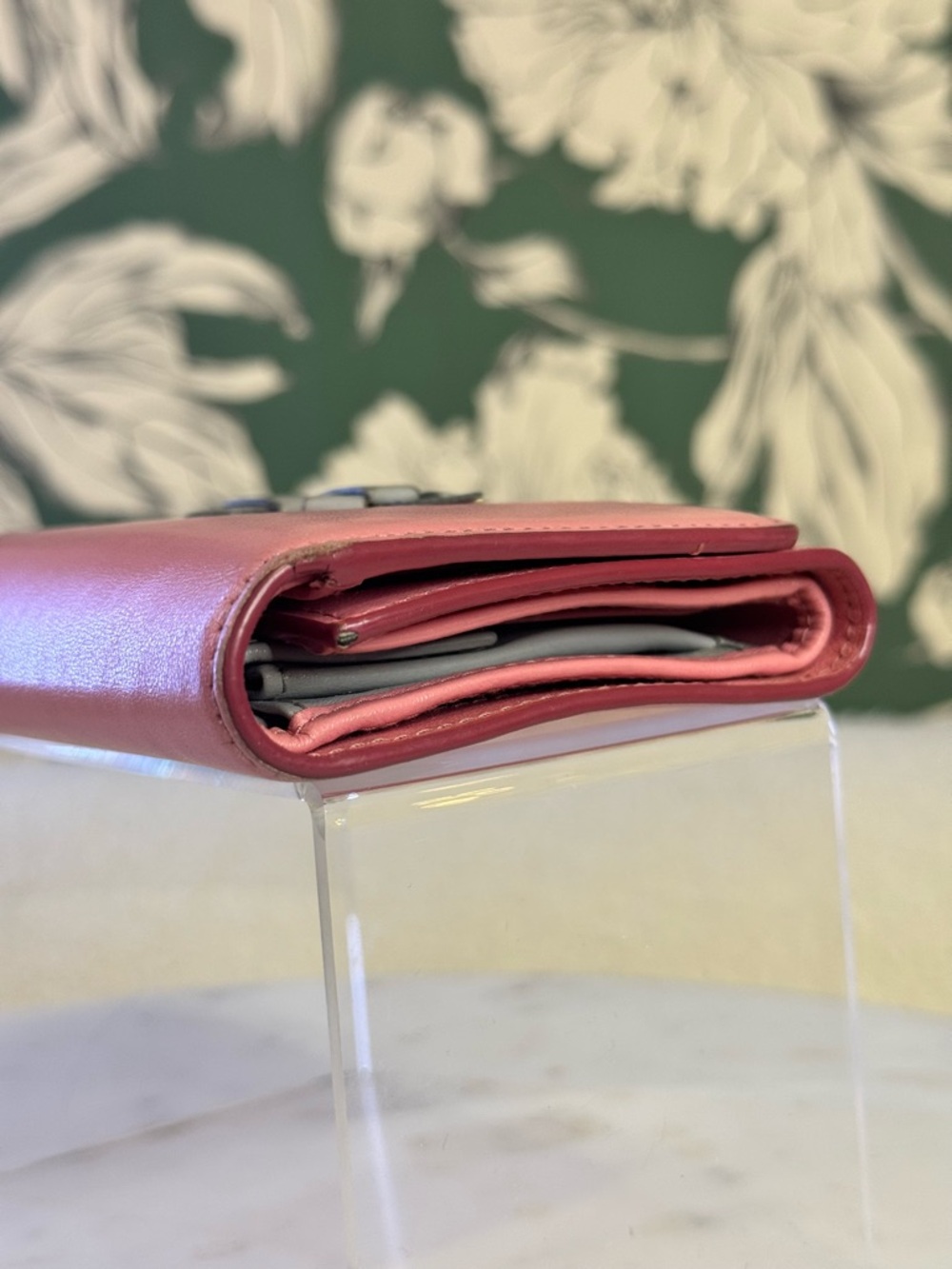 Miu Miu Pink Leather Bow Trifold Wallet EUC - Picture 6 of 13
